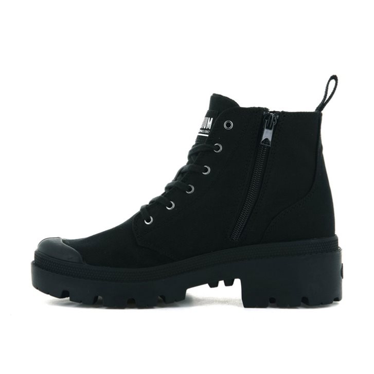 Palladium Pallabase Twill Women's Boots Black | UK V273-VLU